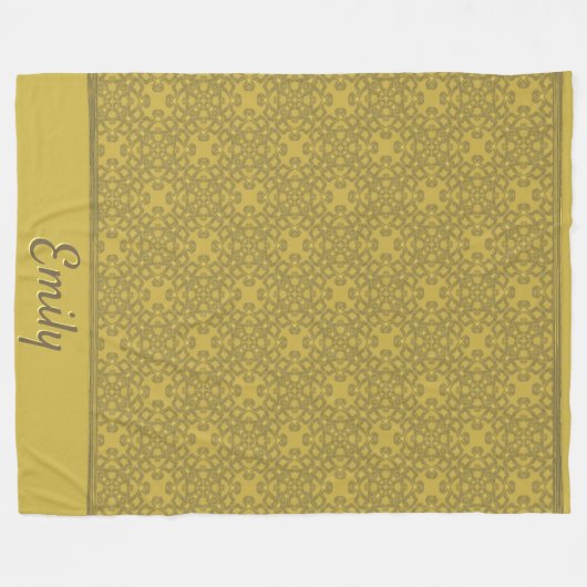 Personalisiertes Mustard Yellow Pattern Fleecedecke (Vorderseite (Horizontal))