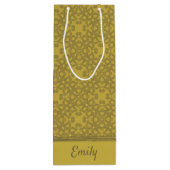Personalisiertes Mustard Yellow Pattern Geschenktüte Für Weinflaschen (Rückseite)