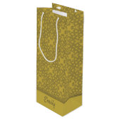 Personalisiertes Mustard Yellow Pattern Geschenktüte Für Weinflaschen (Vorderseite Schrägansicht)