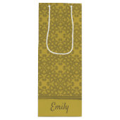 Personalisiertes Mustard Yellow Pattern Geschenktüte Für Weinflaschen (Vorderseite)