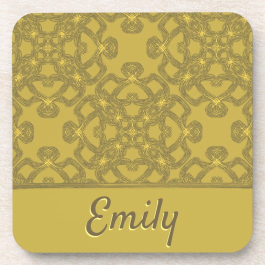 Personalisiertes Mustard Yellow Pattern Getränkeuntersetzer (Vorderseite)