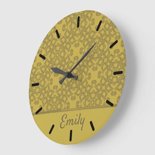 Personalisiertes Mustard Yellow Pattern Große Wanduhr (Winkel)