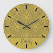 Personalisiertes Mustard Yellow Pattern Große Wanduhr (Vorderseite)