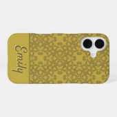 Personalisiertes Mustard Yellow Pattern iPhone 16 Hülle (Rückseite (Horizontal))