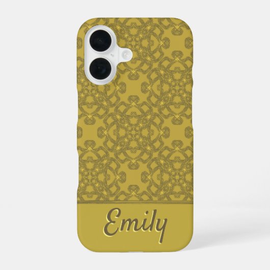 Personalisiertes Mustard Yellow Pattern iPhone 16 Hülle (Rückseite)