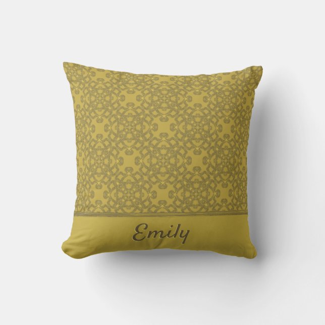 Personalisiertes Mustard Yellow Pattern Kissen (Vorderseite)