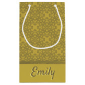 Personalisiertes Mustard Yellow Pattern Kleine Geschenktüte (Rückseite)