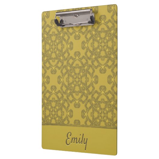 Personalisiertes Mustard Yellow Pattern Klemmbrett (Links)