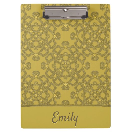 Personalisiertes Mustard Yellow Pattern Klemmbrett (Vorderseite)