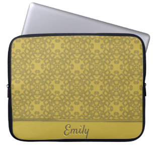 Personalisiertes Mustard Yellow Pattern Laptopschutzhülle