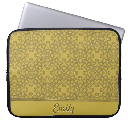 Personalisiertes Mustard Yellow Pattern Laptopschutzhülle (Vorderseite)