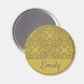 Personalisiertes Mustard Yellow Pattern Magnet (Vorderseite/Rückseite)