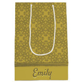 Personalisiertes Mustard Yellow Pattern Mittlere Geschenktüte (Rückseite)