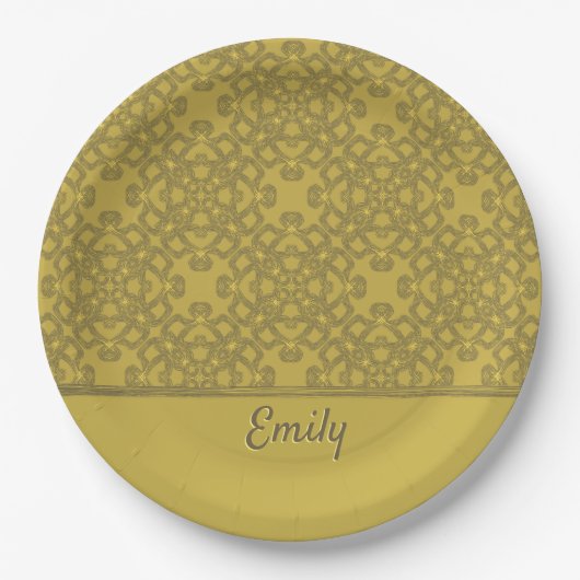 Personalisiertes Mustard Yellow Pattern Pappteller (Vorderseite)