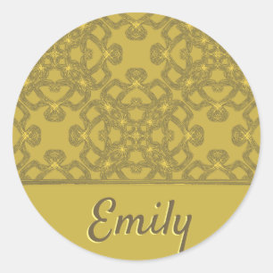 Personalisiertes Mustard Yellow Pattern Runder Aufkleber