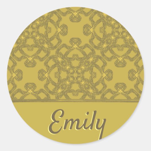 Personalisiertes Mustard Yellow Pattern Runder Aufkleber (Vorderseite)