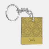 Personalisiertes Mustard Yellow Pattern Schlüsselanhänger (Vorderseite links)
