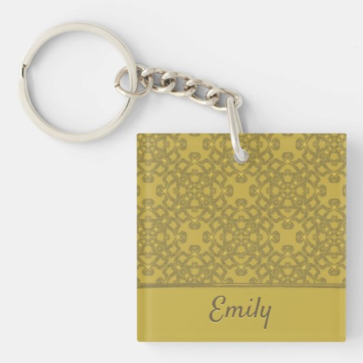 Personalisiertes Mustard Yellow Pattern Schlüsselanhänger (Vorderseite)
