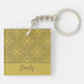 Personalisiertes Mustard Yellow Pattern Schlüsselanhänger (Rückseite)