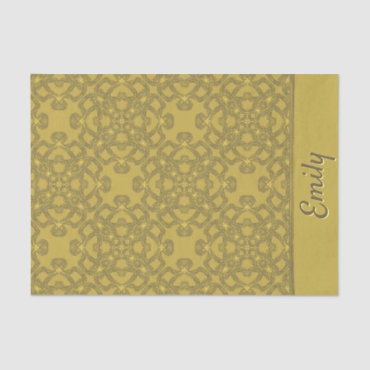Personalisiertes Mustard Yellow Pattern Seidenpapier (Vorderseite)
