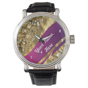 Personalisiertes Muster der Goldblindfolge Armbanduhr