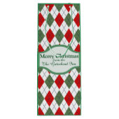 Personalisiertes Muster der grünen und roten Raute Geschenktüte Für Weinflaschen (Rückseite)