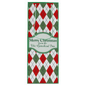 Personalisiertes Muster der grünen und roten Raute Geschenktüte Für Weinflaschen (Vorderseite)