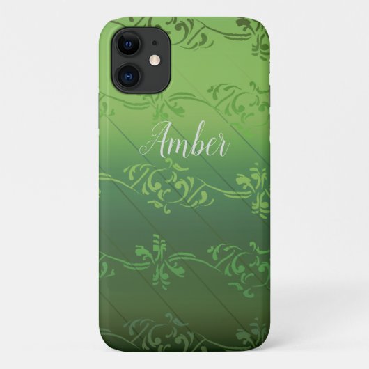Personalisiertes Muster des grünen Gradient Leaf Case-Mate iPhone Hülle (Rückseite)