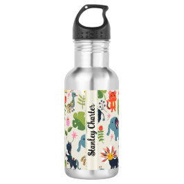 Personalisiertes Muster des Jungle Pastell Leaf Edelstahlflasche