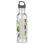 Personalisiertes Muster des Jungle Pastell Leaf Edelstahlflasche (Rückseite)