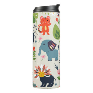 Personalisiertes Muster des Jungle Pastell Leaf Thermosbecher