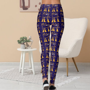 Personalisiertes Muster Funny Pet Cats Dunkelblau Leggings