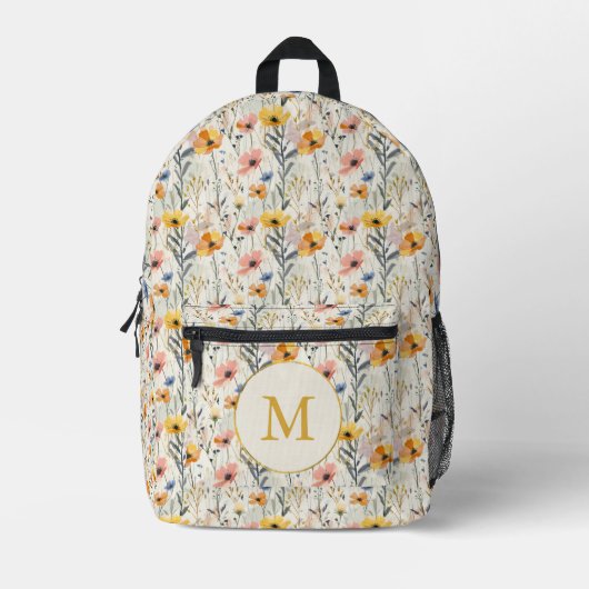 Personalisiertes Muster für Gouache Meadow Blume Bedruckter Rucksack (Vorderseite)