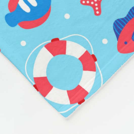 Personalisiertes Muster für Kids Ocean Elements Fleecedecke (Ecke)