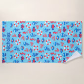 Personalisiertes Muster für Kids Ocean Elements Strandtuch (Vorderseite)