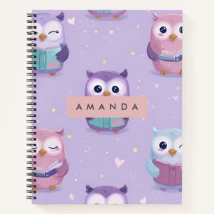 Personalisiertes Muster für Pastell-Owls Notizblock