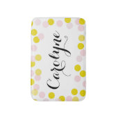 Personalisiertes Muster für rosa und gelbe Konfett Badematte (Vorderseite Vertikal)
