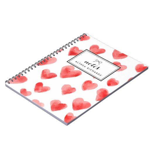 Personalisiertes Muster für rote Wasserfarben Notizblock (Linke Seite)