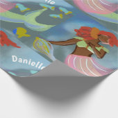 Personalisiertes Muster für schwarze Mermaid Geschenkpapier (Ecke)