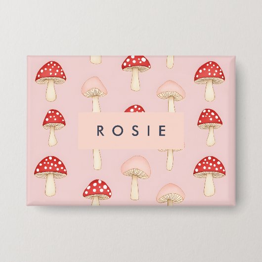 Personalisiertes Muster in Rosa Mushroom Button (Vorderseite)