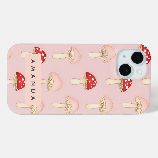 Personalisiertes Muster in Rosa Mushroom Case-Mate iPhone Hülle (Rückseite (Horizontal))