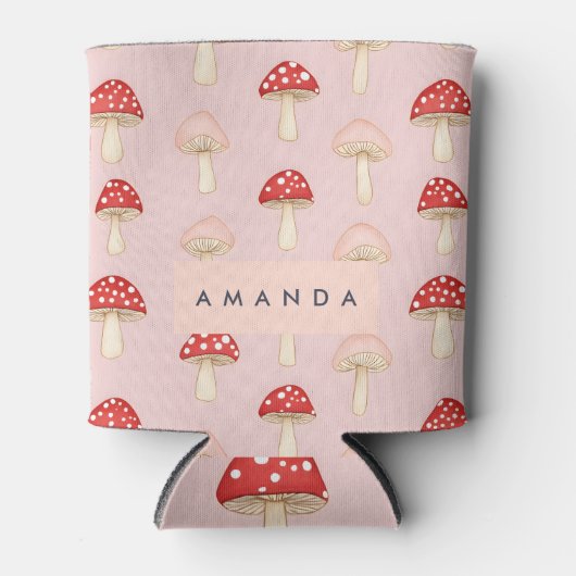 Personalisiertes Muster in Rosa Mushroom Dosenkühler (Vorderseite)