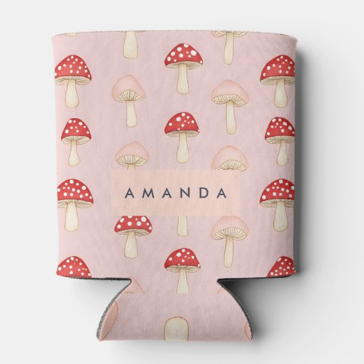 Personalisiertes Muster in Rosa Mushroom Dosenkühler (Rückseite)