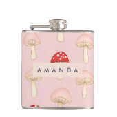 Personalisiertes Muster in Rosa Mushroom Flachmann (Vorderseite)