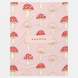 Personalisiertes Muster in Rosa Mushroom Fleecedecke