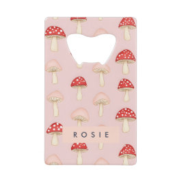 Personalisiertes Muster in Rosa Mushroom Geldbeutel Flaschenöffner
