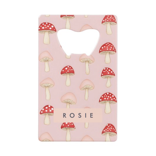 Personalisiertes Muster in Rosa Mushroom Geldbeutel Flaschenöffner (Vorderseite)