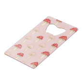 Personalisiertes Muster in Rosa Mushroom Geldbeutel Flaschenöffner (Rückseite Schrägansicht)