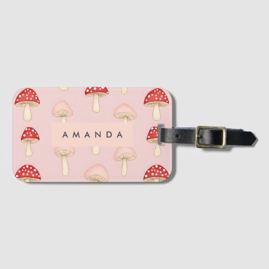 Personalisiertes Muster in Rosa Mushroom Gepäckanhänger (Vorderseite (Horizontal))