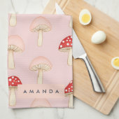 Personalisiertes Muster in Rosa Mushroom Geschirrtuch (Viertel Falte)